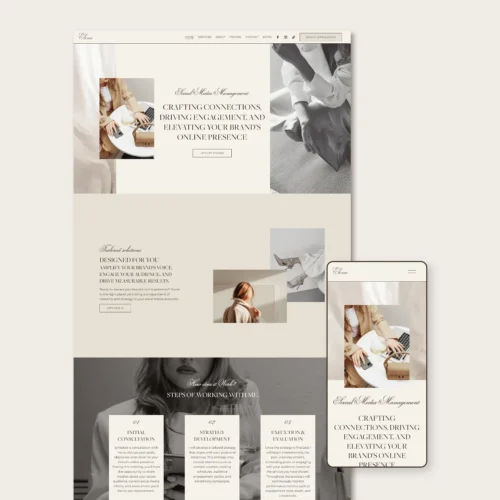 Elena Squarespace website template for social media managers and virtual assistants