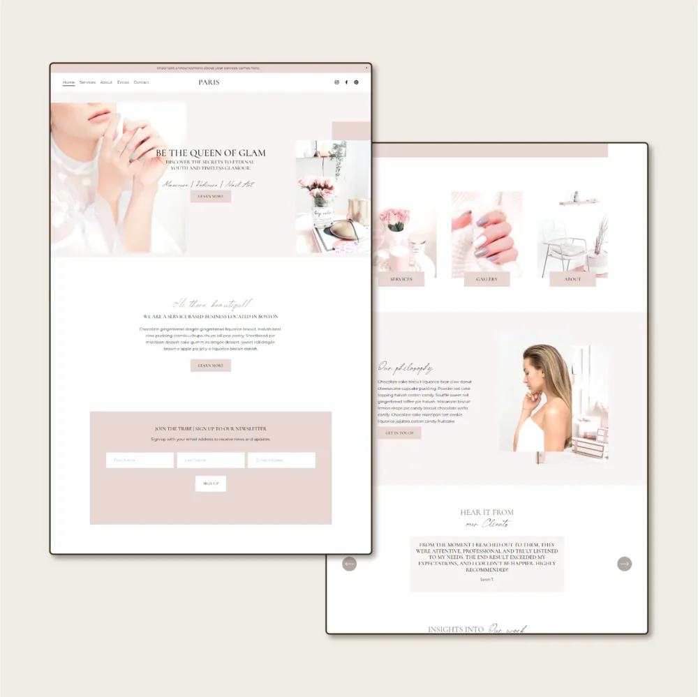 Paris Squarespace website template for beauty salons and aestheticians