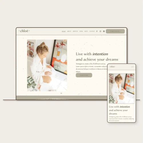 Chloe Squarespace website template for lifestyle coaches and health coaches