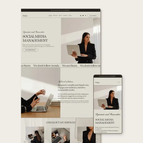 Freya Squarespace website template for social media managers and virtual assistants