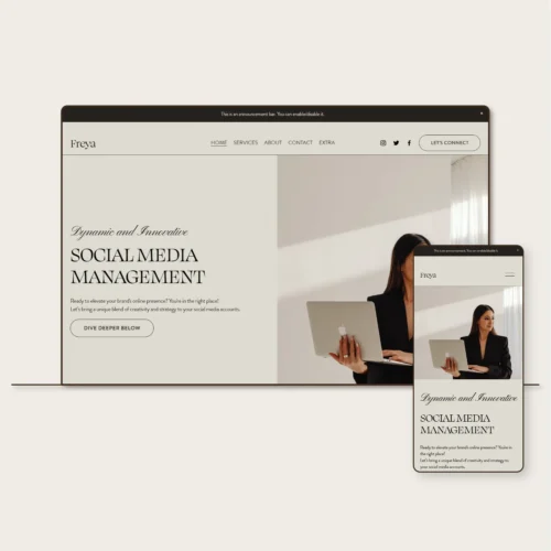 Freya Squarespace website template for social media managers and virtual assistants